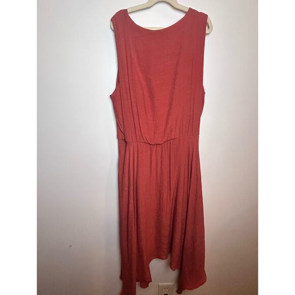 Luxology Sleeveless Swing Dress Size 12 Burnt Orange Sharkbite Hem - Picture 7 of 10